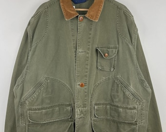 Vintage 90s Polo Ralph Lauren Hunting Chore Corduroy Collar Green Jacket Sz XL