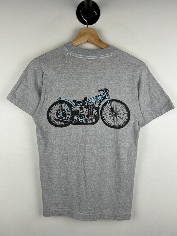 Vintage 80s Harley Davidson Picnic Motorcycle Grey Tee Size