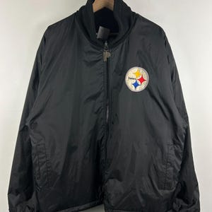 Vintage 90s NFL Pro Player Pittsburgh Steelers Fleece Black Reversible Jacket S