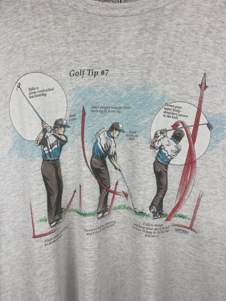 Vintage 90s Northern Elements Golf Tip Grey Tee Size XL image 3