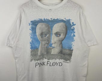 Vintage 90s Pink Floyd Division Bell Brockum Thrashed White Tee Size XL