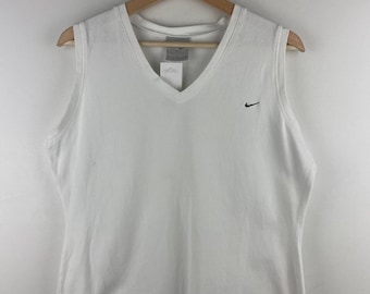 Camiseta de tirantes Nike Golf Mini Swoosh blanca vintage para mujer, talla XL
