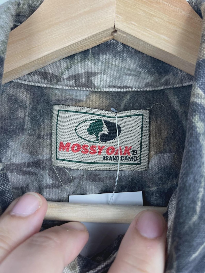 Vintage Mossy Oak Real Tree Camo Cropped Button Up Short Sleeve Shirt Size XL image 7