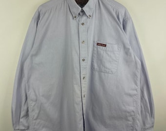 Vintage 90er Jahre Marlboro Classics Blaues Langarm Shirt mit Knöpfen Gr. L