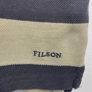 Vintage Filson Striped Black & Beige Polo Shirt Size S image 3