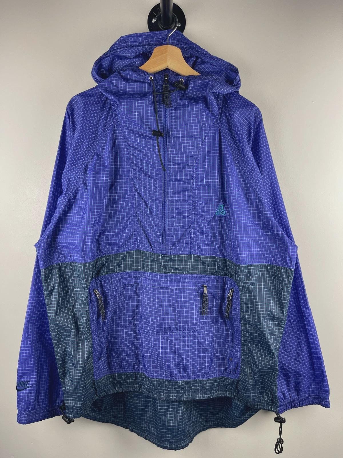Vintage 90s Nike ACG Grid Purple Anorak Half Zip Jacket Size L