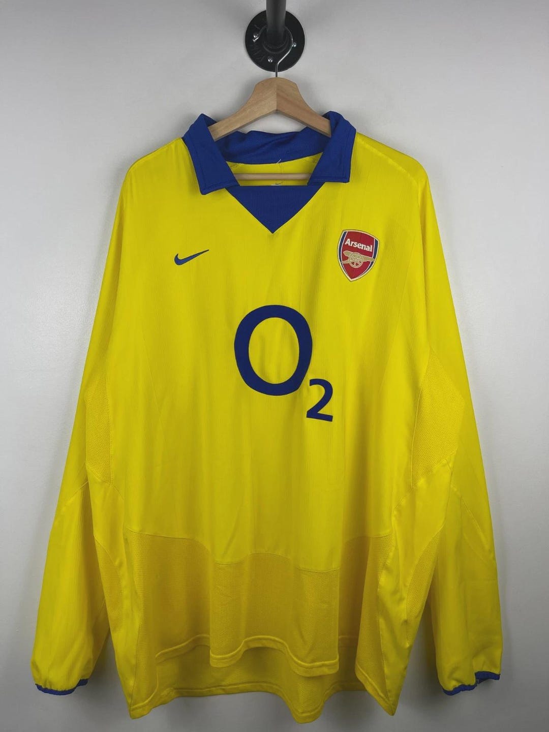 Vintage 2003-2004 Nike Arsenal FC Away Yellow Long Sleeve Soccer