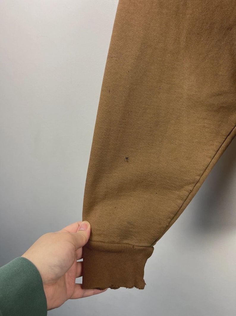 Sudadera con capucha Carhartt vintage de los 90, bordada, color marrón desgastado, talla XL imagen 9