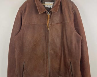Vintage 90s G-III Brown Leather Bomber Jacket Size L - Etsy