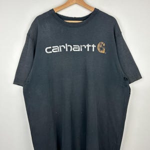 Vintage Carhartt Spellout Thrashed Black Tee Size XL