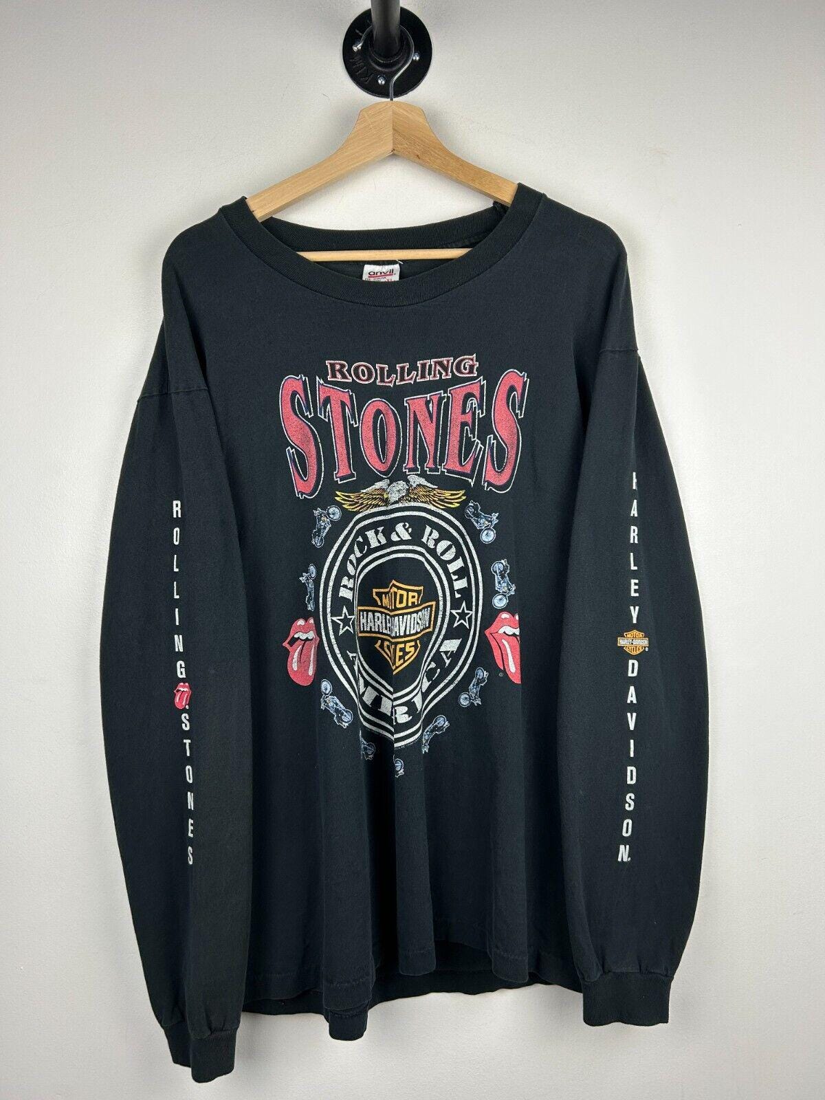 Vintage 90s Harley Davidson Rolling Stones Black Long Sleeve