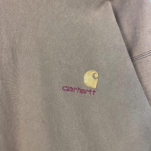 Sudadera con capucha Carhartt vintage de los 90, bordada, color marrón desgastado, talla XL imagen 3