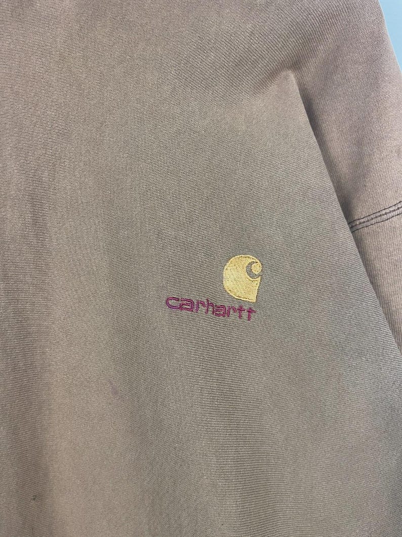 Sudadera con capucha Carhartt vintage de los 90, bordada, color marrón desgastado, talla XL imagen 3