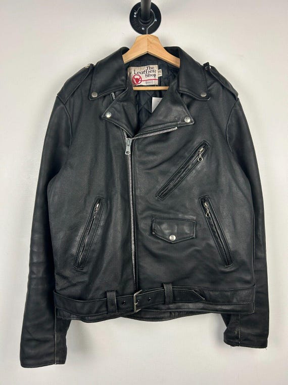 Vintage 80s Sears the Leather Shop Black Motorcyle Moto