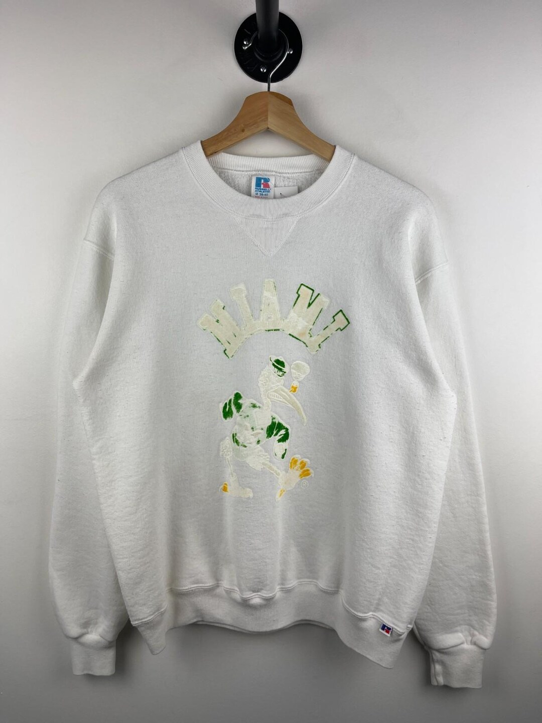 Vintage 80s Russell Athletic Miami Hurricanes White Crewneck Size