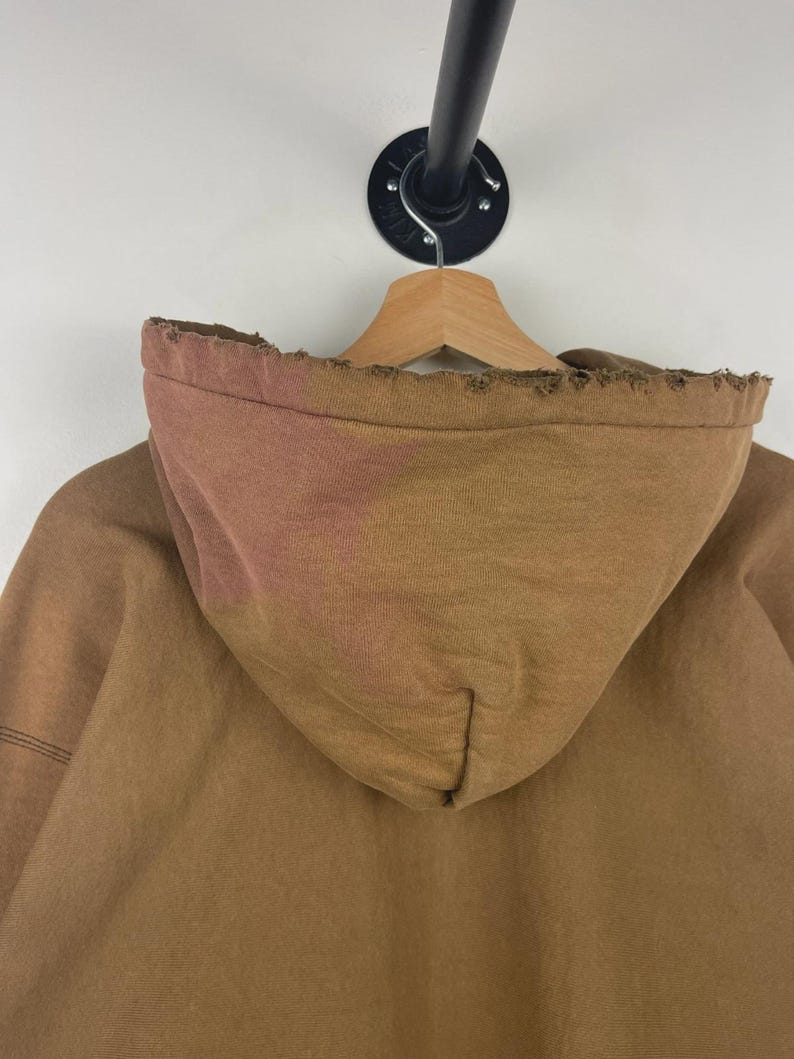 Sudadera con capucha Carhartt vintage de los 90, bordada, color marrón desgastado, talla XL imagen 5