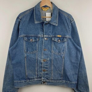 Chaqueta vaquera azul descolorida Rustler vintage de los años 80, talla L