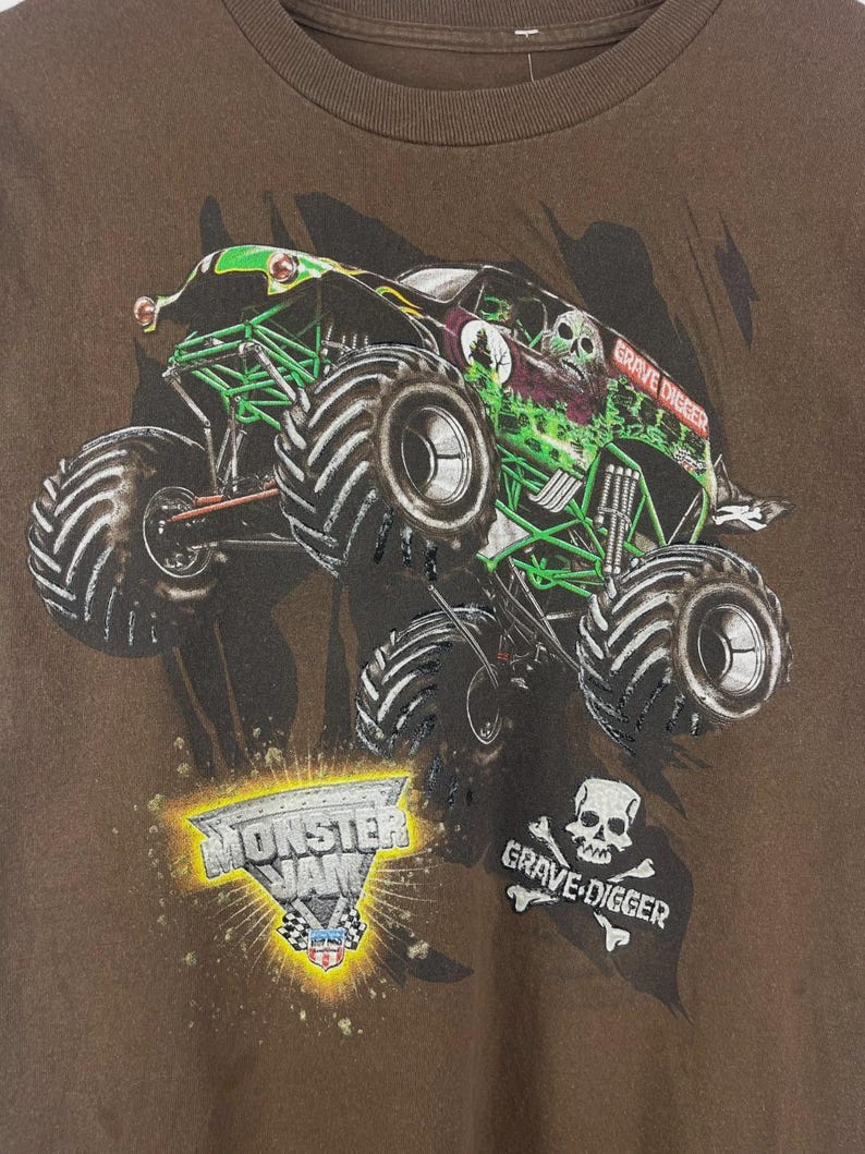 Camiseta infantil vintage Grave Digger Monster Truck marrón talla M (10/12) imagen 3