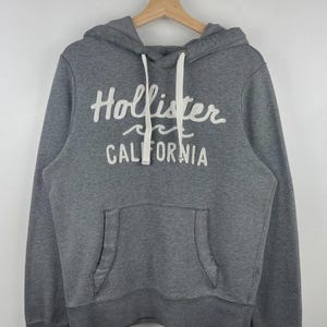 Vintage Hollister California Embroidered Grey Hoodie Size M