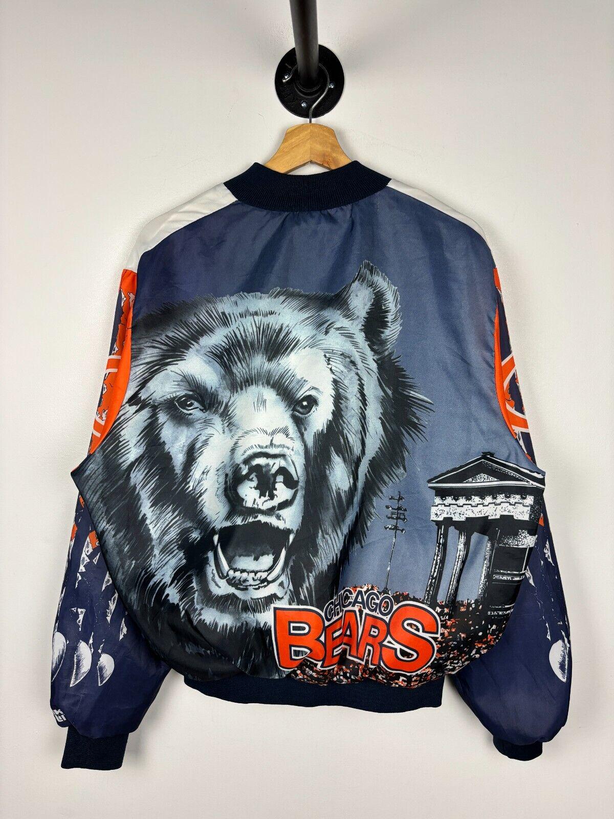 Vintage 90s NFL Chalk Line Chicago Bears Fanimation Satin Bomber