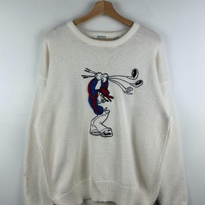 Vintage 90s Disney Mickeys Golf Club Goofy White Knit Sweater Size Vintage 90s Disney Mickeys Golf Club Goofy White Knit Sweater Size