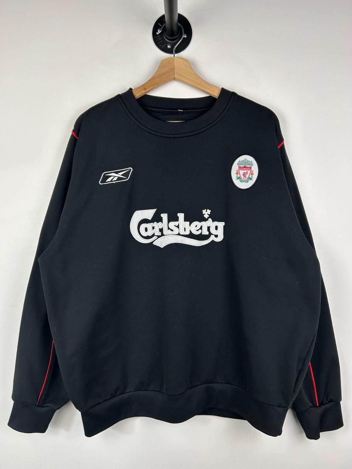 Vintage Reebok Liverpool Carlsberg Embroidered Black Crewneck Size