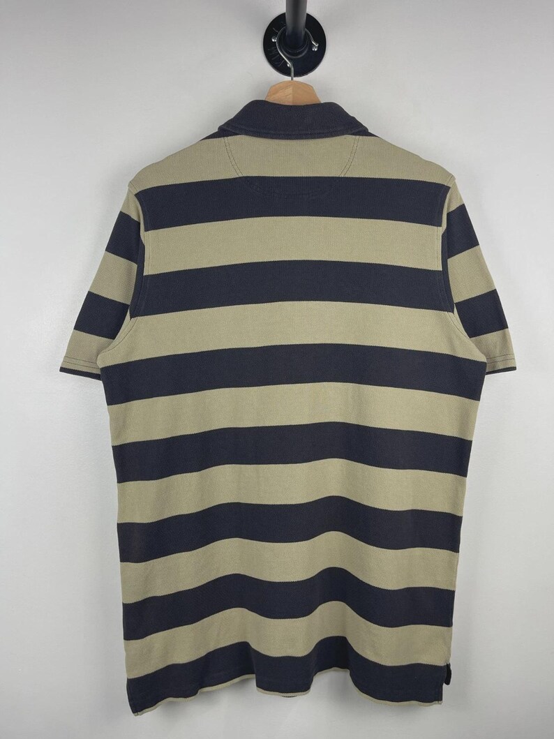 Vintage Filson Striped Black & Beige Polo Shirt Size S image 2