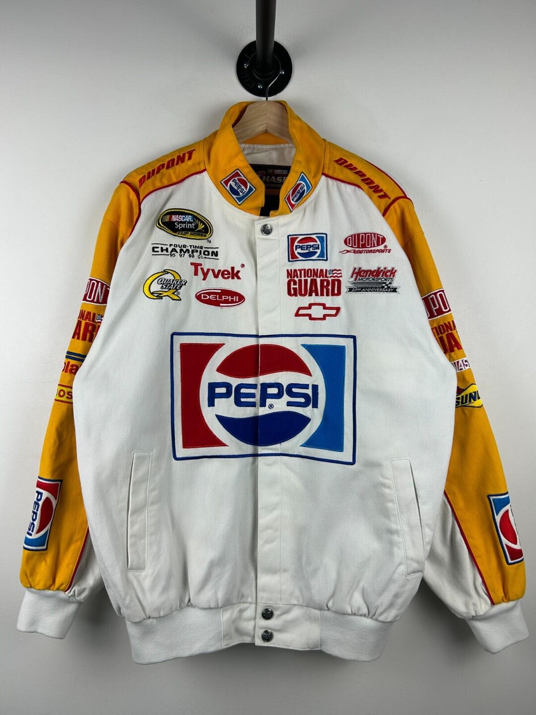 Vintage Chase Nascar Jeff Gordon Dupont Pepsi White Racing Jacket Size ...