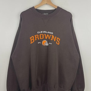 Vintage NFL Cleveland Browns Bestickter Rundhalsausschnitt in Braun Gr. XL