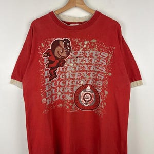 Vintage 90s Ohio State University Buckeyes Red Tee Size L