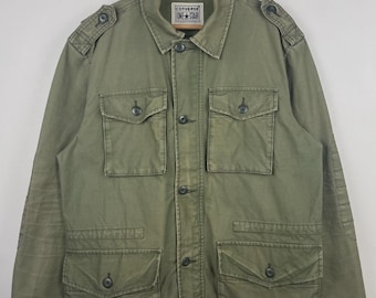 Vintage Kontrastjacke One Star Grüne Militärjacke Größe M