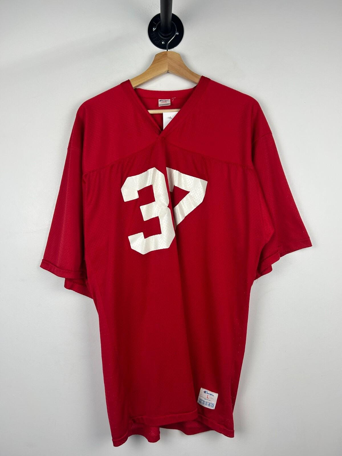 Vintage 80s Champion #37 Red Mesh Football Jersey Size L - Etsy