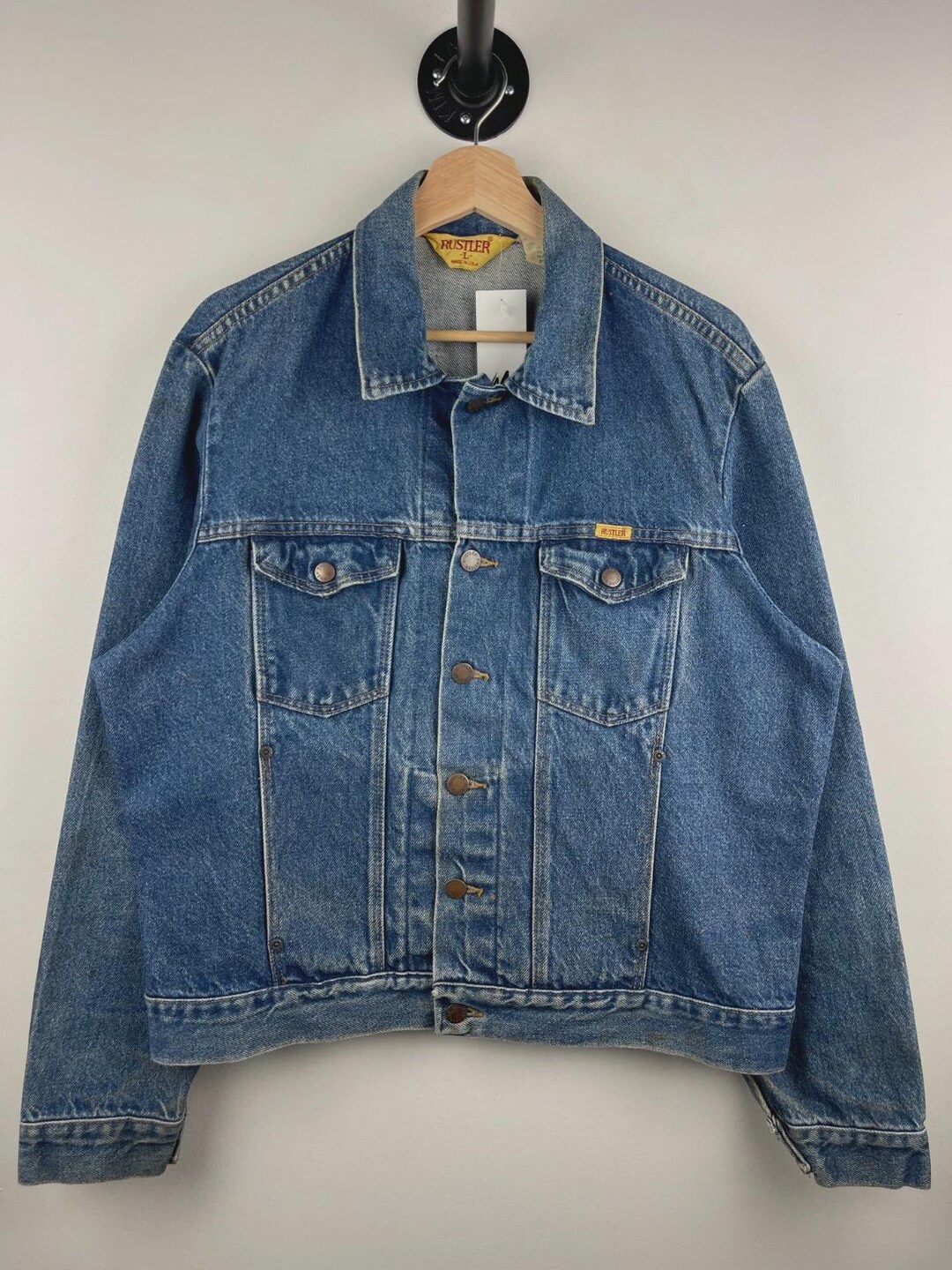 Rustler Jean Jacket Vintage 80s Rustler Faded Blue Denim Jacket Size L - Etsy