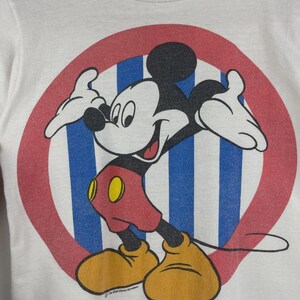 Vintage 80s Disney Mickey Mouse White Kids Tee Size M 8/10 image 3