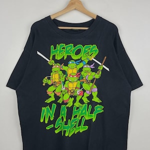 Vintage 2003 Teenage Mutant Ninja Turtles Heroes In A Half Shell Schwarz Tee Sz XL