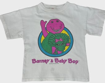 Vintage 90s Barney & Baby Bop White Kids Tee Size XS 2/4