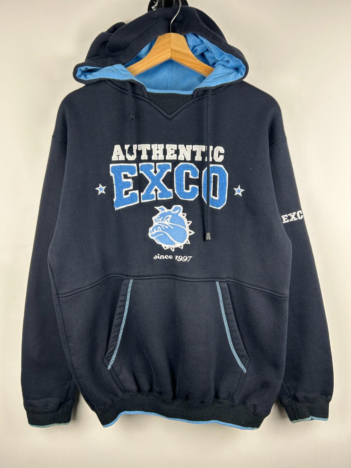 Tシャツ・カットソー IONSEOUL 1992 Boucle embroidered hoodie Vintage Y2K Exco Bulldog Black & Baby Blue Hoodie Size M - Etsy