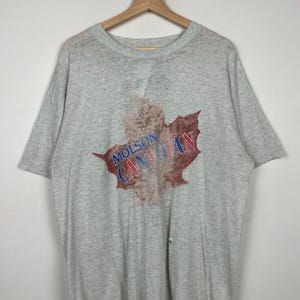 Vintage 90s Molson Canadian Leaf Grey Tee Size XL