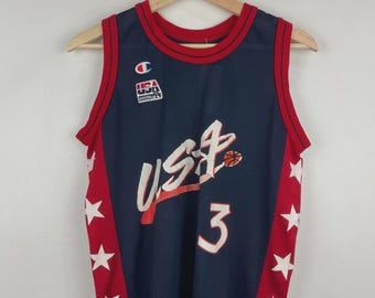 Camiseta de baloncesto infantil vintage de los 90 de Shaq O'Neal, campeón de baloncesto de EE. UU., color azul marino, talla L