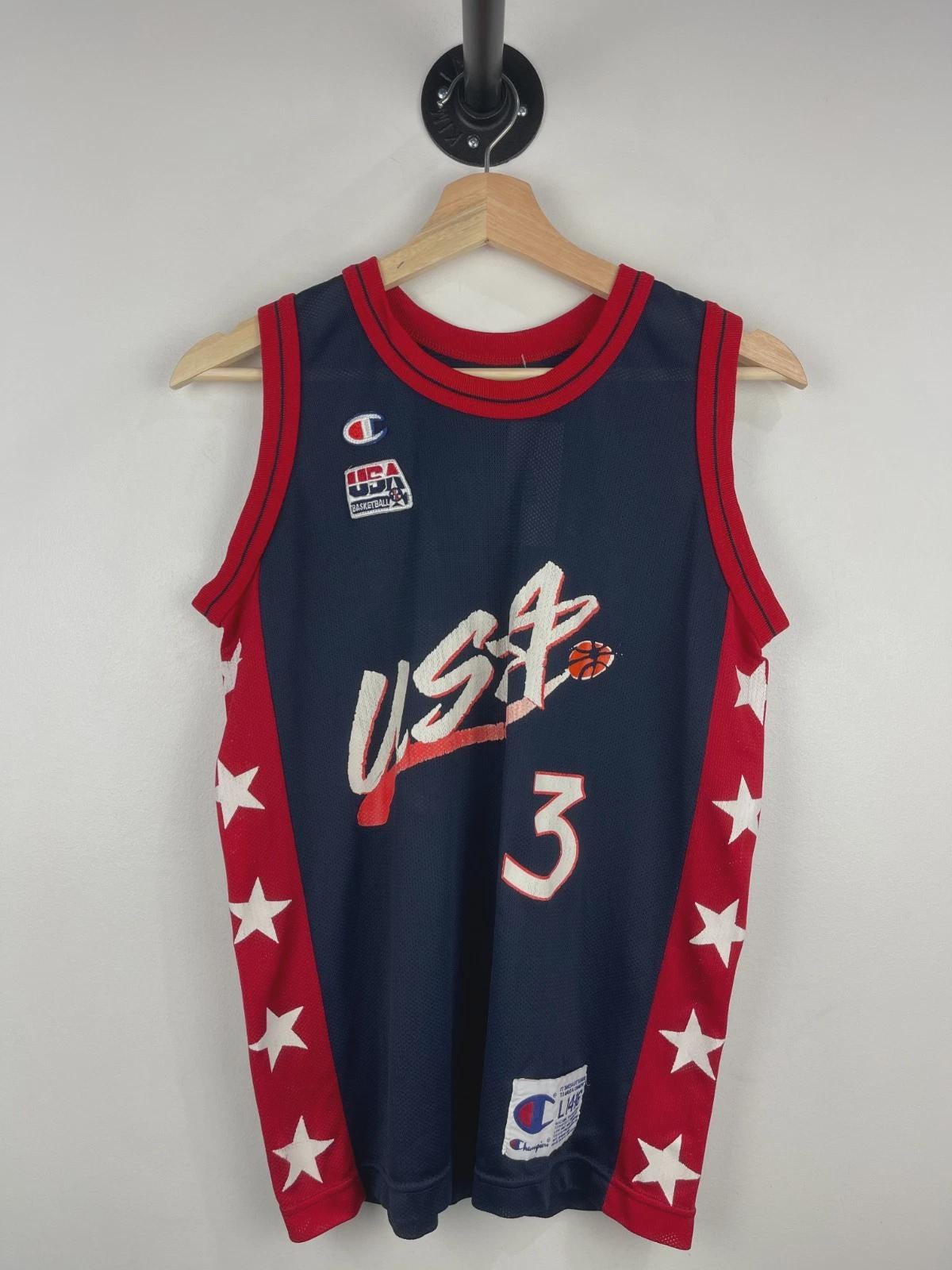 BASKETBALL O'NEAL Champion製 MADE IN USA Vintage 90s USA Basketball Champion Shaq O'neal Navy Kids