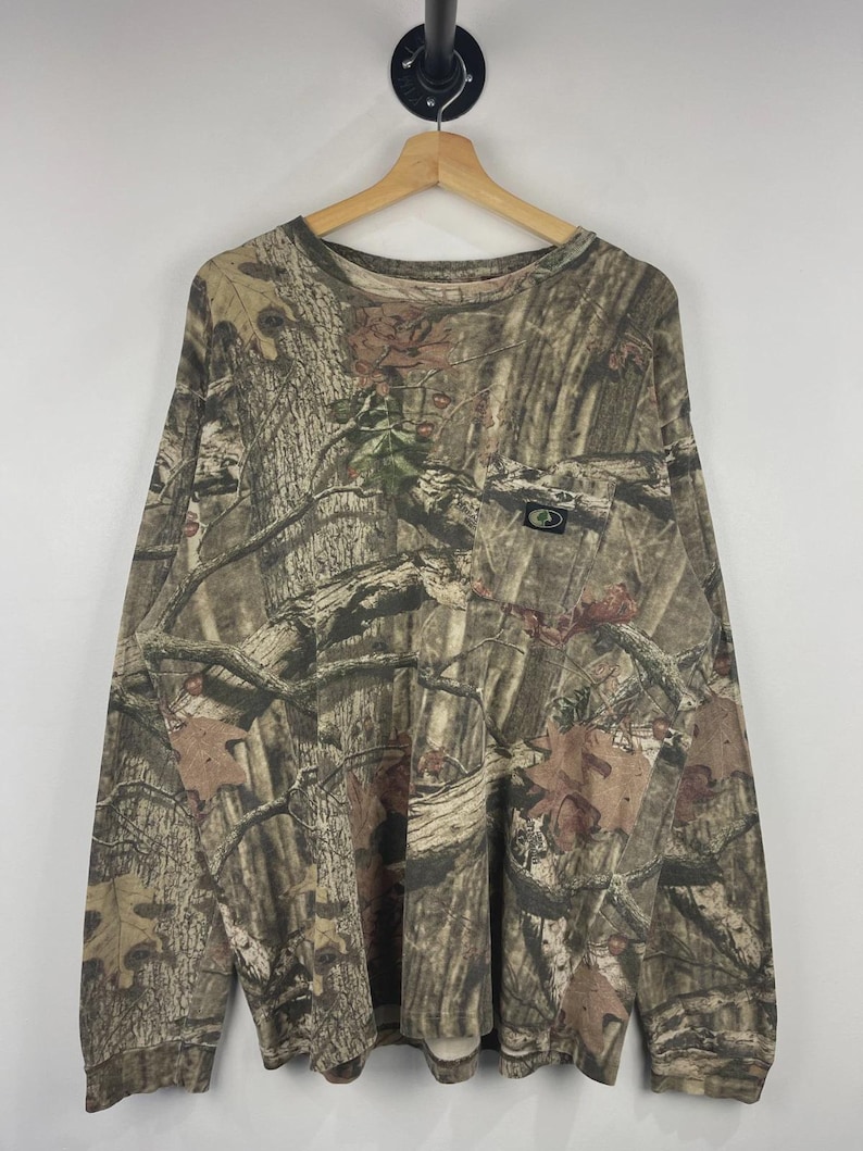 Vintage Mossy Oak Real Tree Camo Pocket Long Sleeve Size L image 1