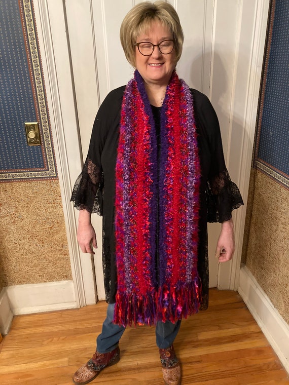 Super Long Shaggy Scarf in Christmas Red