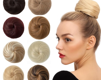 Voluminous Hair Bun Extension, Clip In Drawstring Chignon Hairpiece, Easy Updo Thin Hair Fake Bun