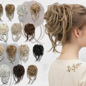 Messy Curly Bun Hair Extension, Elastic Scrunchies Updo, Natural Volumized Chignon, Women Hairpiece Accessory