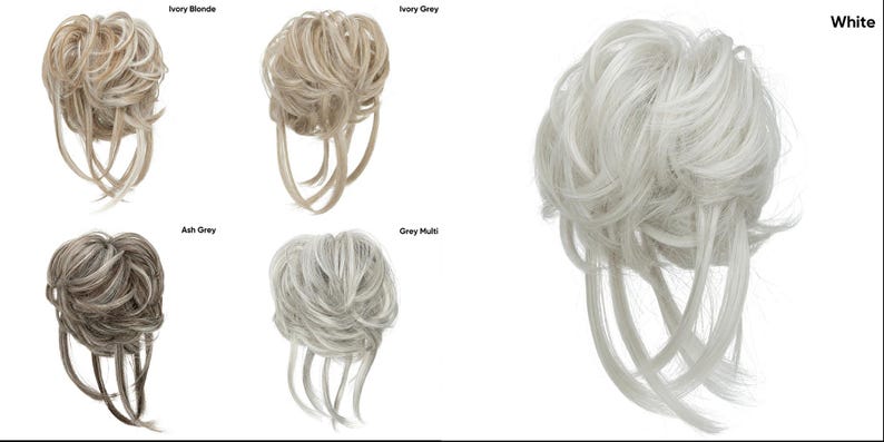 Ivory Extensions Messy Curly Bun Hair Extension, Elastic Scrunchies Updo, Natural ...