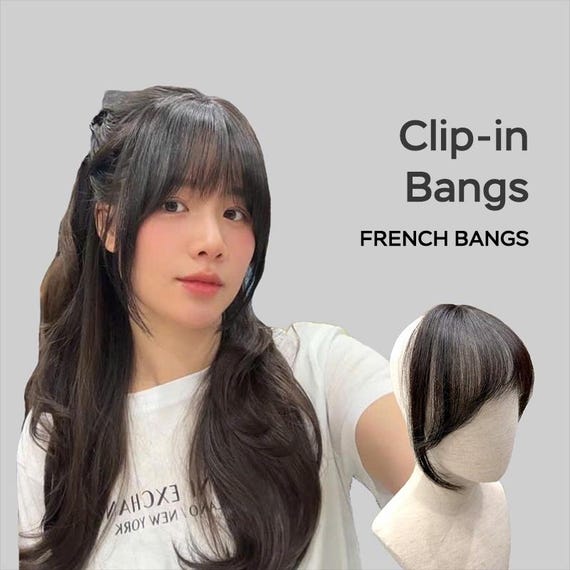 Handmade Clip in Bangs Extensions, French Bangs, Human Hair  display picture 1