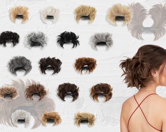 Synthetic Curly Messy Bun Hair Extensions, Clip-In Hair Bun for Women