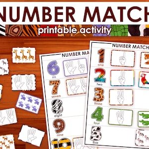 Number Matching 1-10 Printable Activity | Learning to Count for Toddlers Game | Counting Animals Game from 1 to 10 | Homeschool Resources