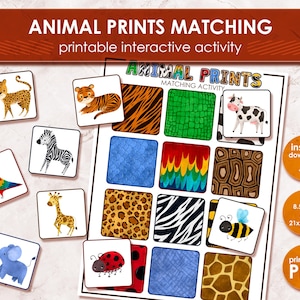 Animal Prints Matching Game | Busy Book Printable | Preschool Homeschool