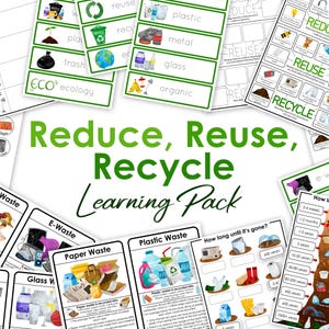 Reduzieren Sie Wiederverwendungs- und Recycle-Lernpaket | 3R Regel | Lernmittel | Rettet unseren Planeten | Ökologie-Lernbuch | Waste Facts Cards